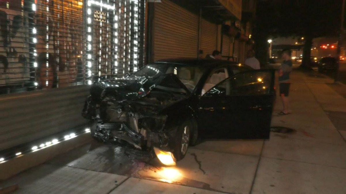 Two cars collided on Broad Street in North Philadelphia and ended up on the sidewalk. It happened shortly after midnight Sunday on Broad near Butler Street.