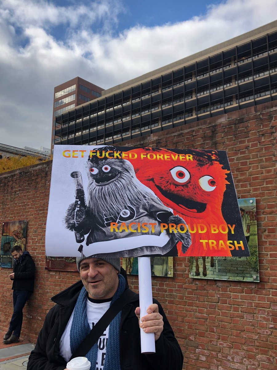Gritty has made an appearance at the Proud Boys protest   