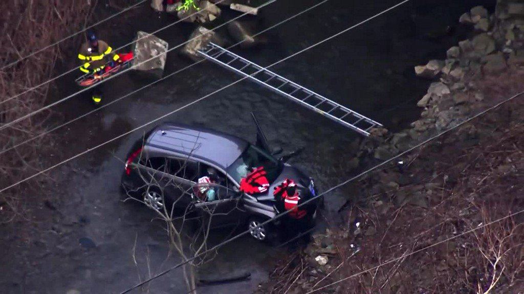 2 rescued from car that went down embankment, landed in creek in McKeesport    