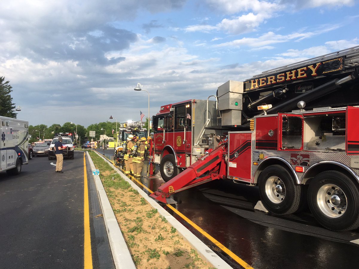 Fire at 500 West Chocolate Ave. in Hershey. Emergency crews say it started around 6:45am. Dozens of firefighters on scene. Police say 422 is closed from University to Cocoa Ave. 