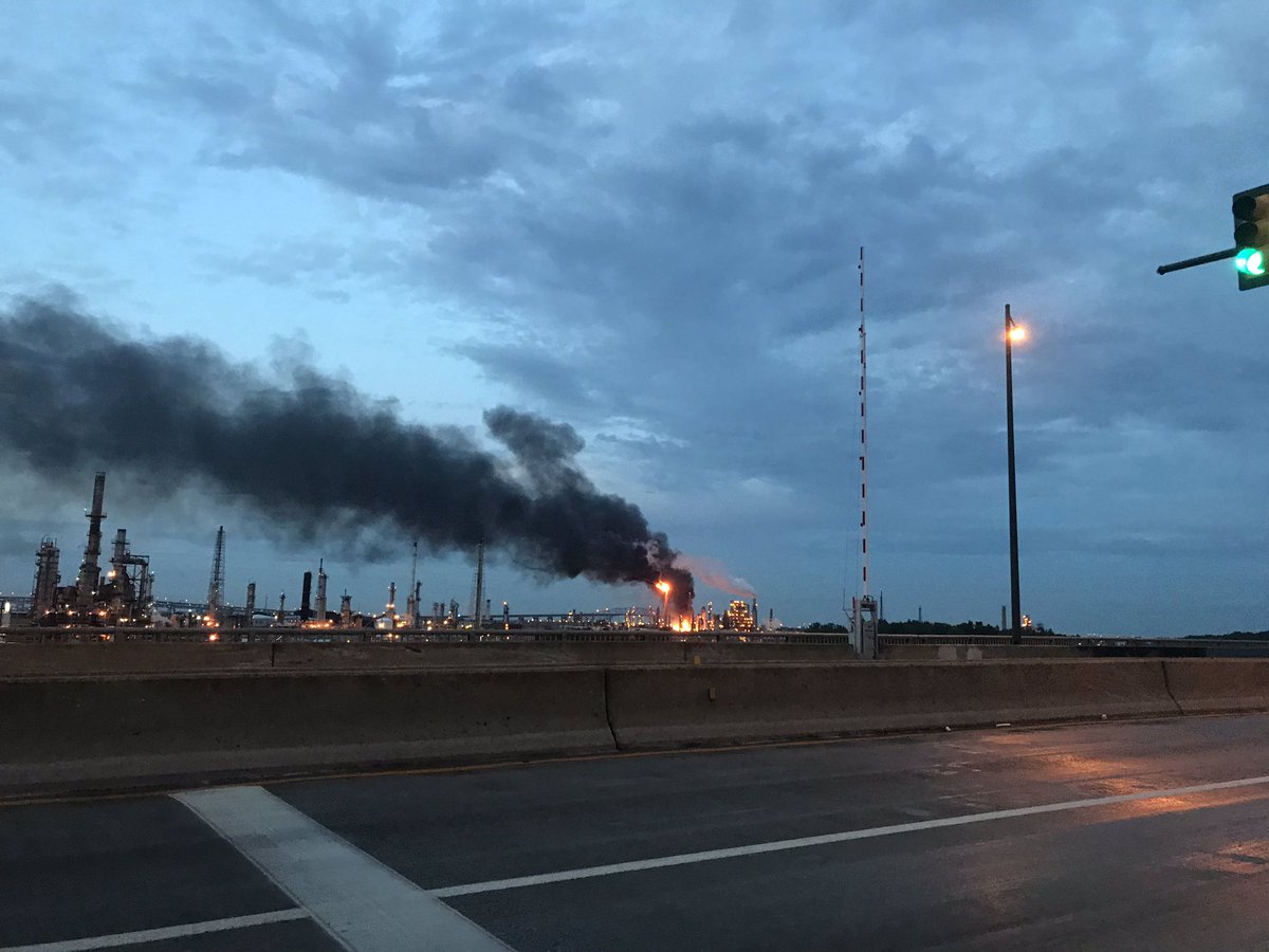 Fire continues to rage at South Philadelphia oil refinery. No one hurt, no evacuations, Under control. SunocoPhiladelphia Energy Solutions private onsite fire department handling