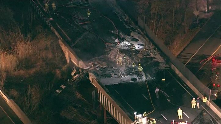 3 injured in fiery crash on I-95 in Bensalem 