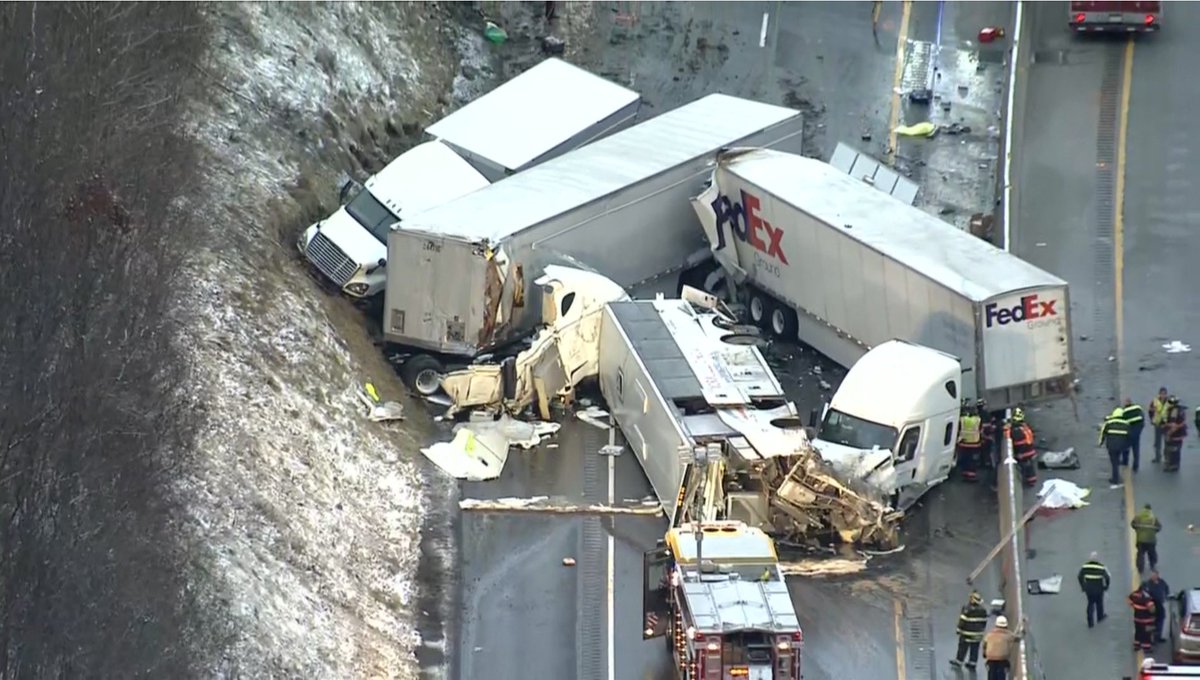 Multiple people are dead and at least 50 others are injured, in a multi-vehicle crash on the Pennsylvania Turnpike in Mt. Pleasant Township