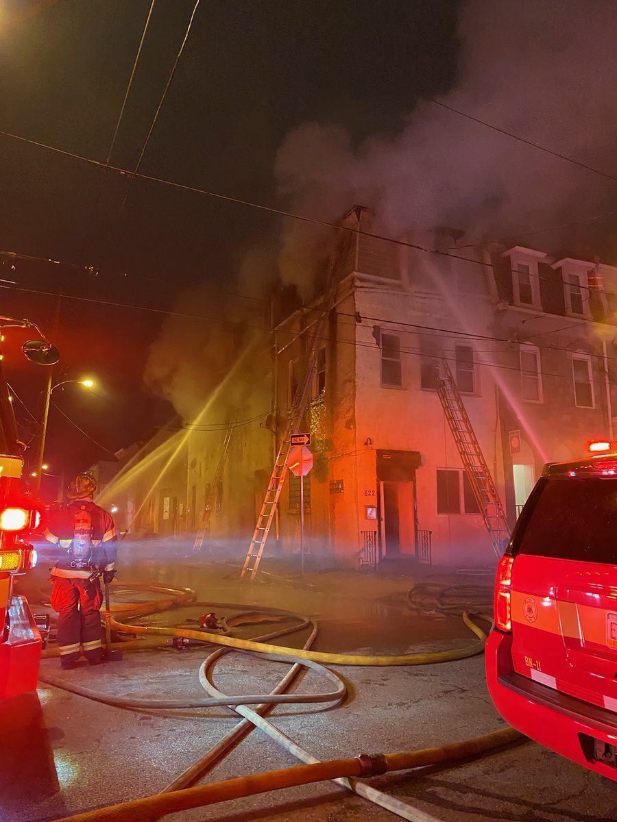 2nd Alarmers still operating assisting PFD PPD personal with Emergency Scene Rehabilitation at this All Hands In Service dwelling fire at 600 N 35th Street