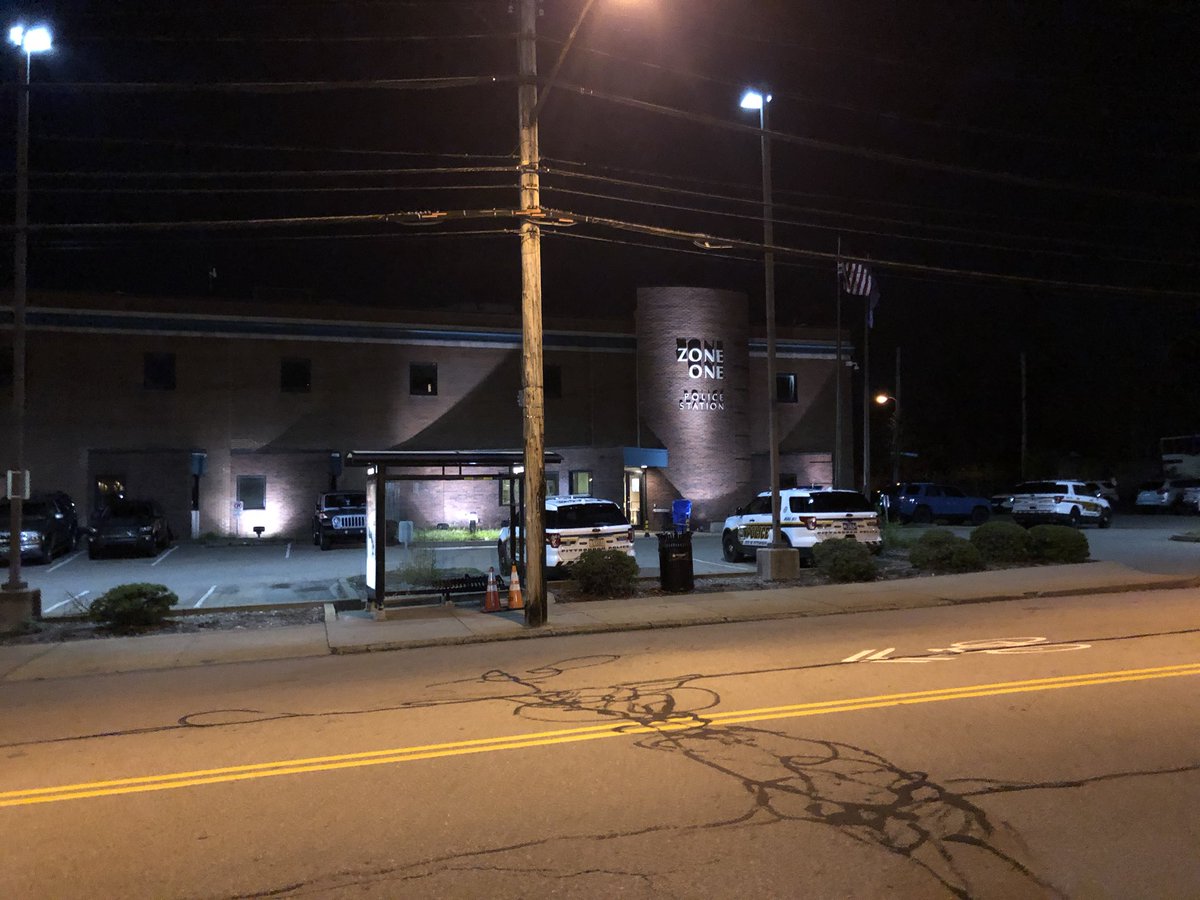 Pittsburgh  Police continue to search for at least 2 people after a car is accused of hitting a police cruiser and taking off. It allegedly happened just down the street from the Zone 1 Police Station. 