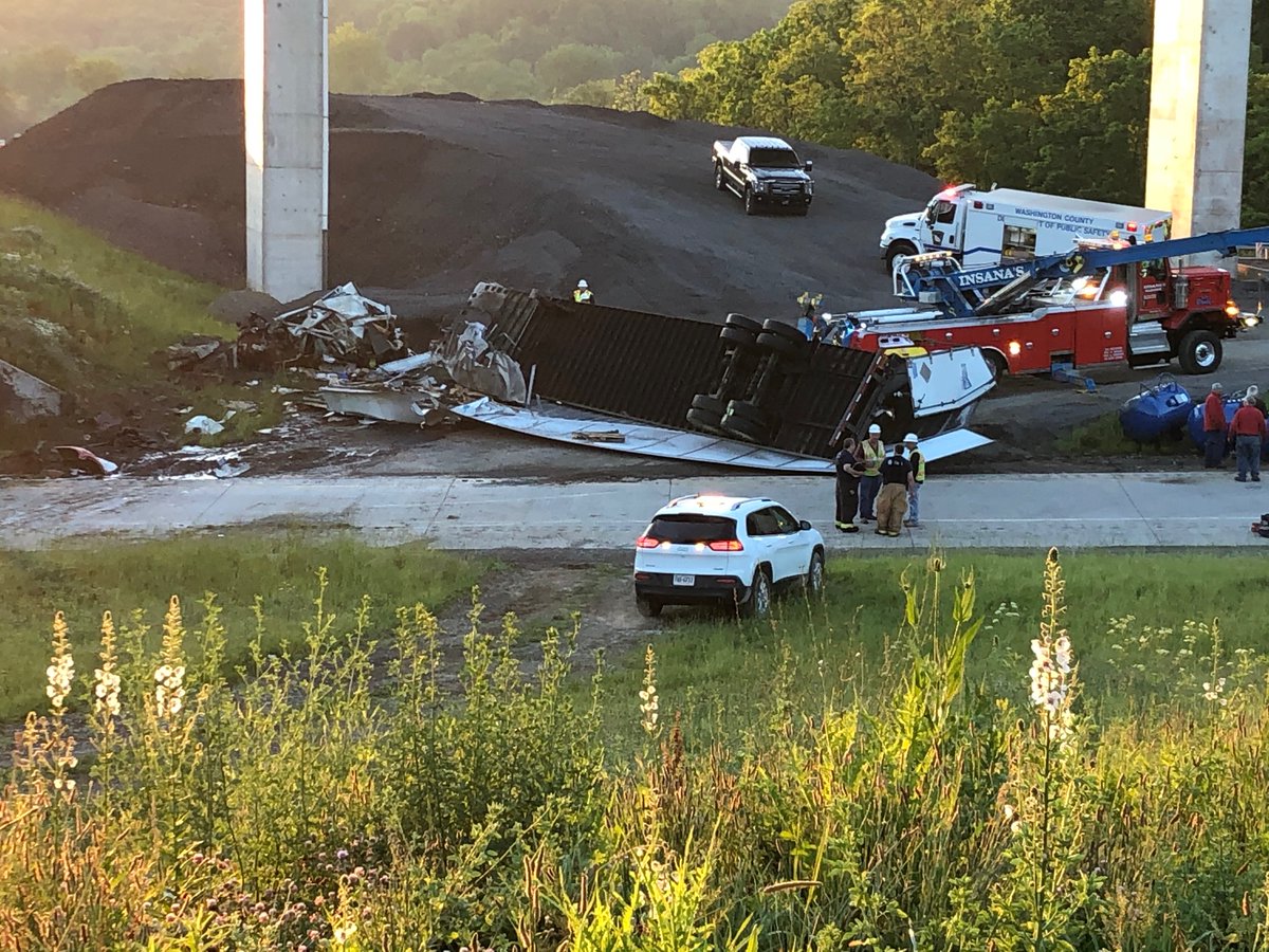 On-ramp to I-79 South is closed in South Strabane Twp, and will be likely until this afternoon, after a fatal tractor trailer crash. The driver was driving on I-70 but crashed onto the ramp below