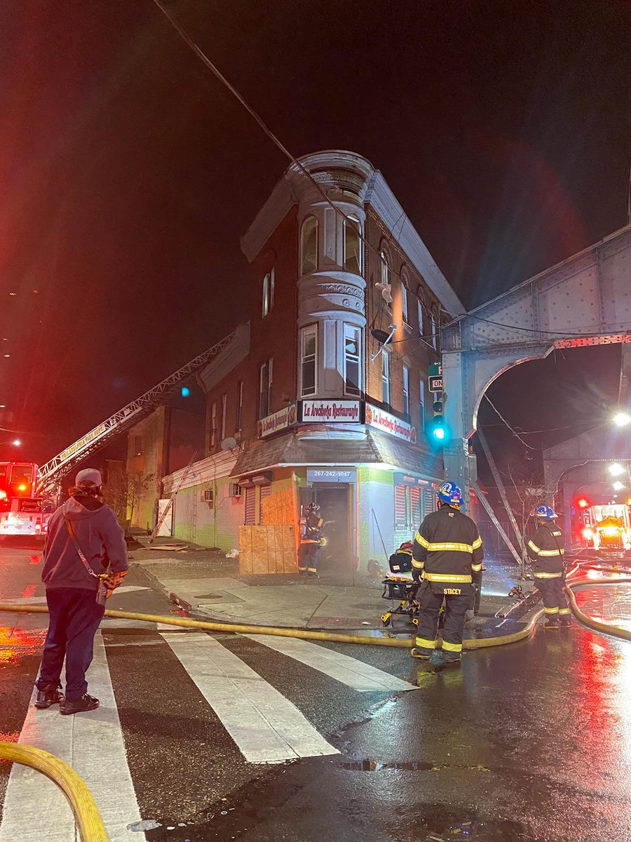 F St & Kensington Ave providing rehab at this 3 story commercial property fire. Fire is under control