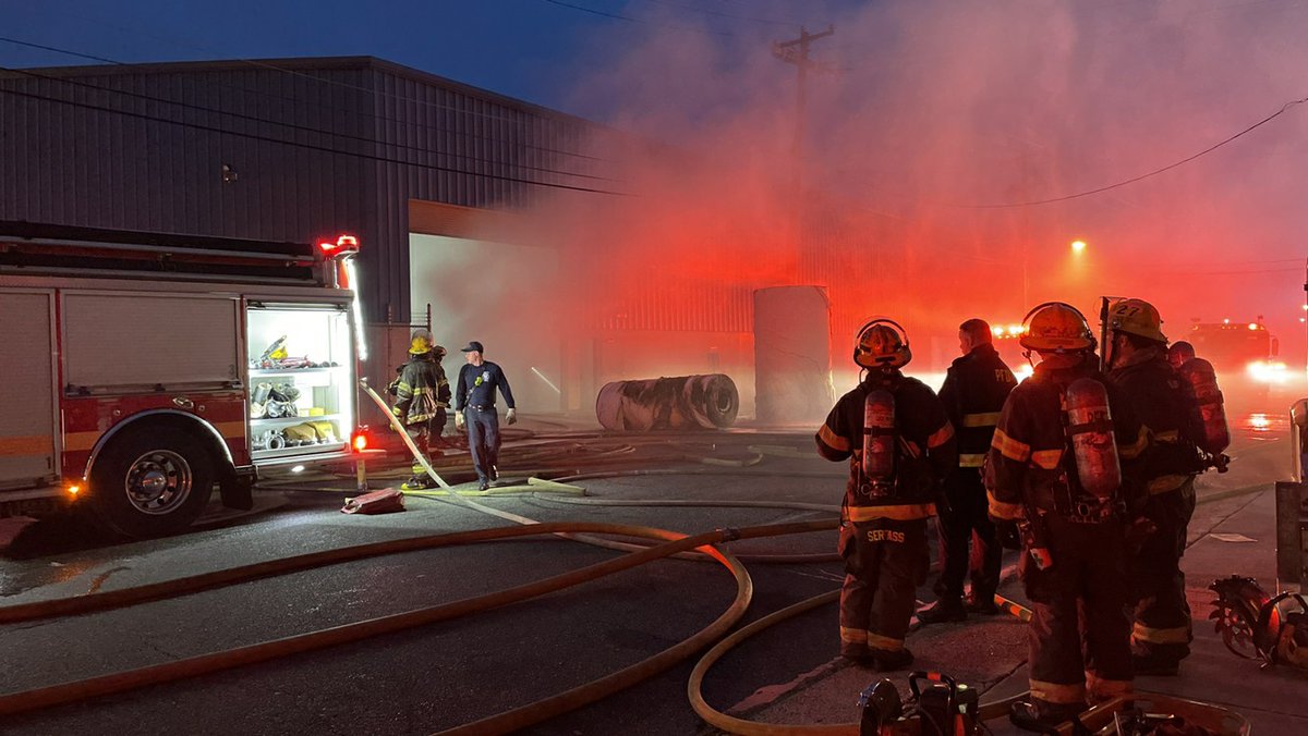 at 3300 Stokley St providing rehab support at this warehouse fire