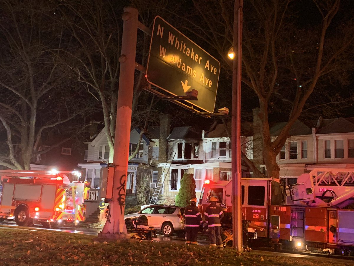 @PhillyFireDept gets called to a rowhome fire at Roosevelt Blvd & Whitaker Avenue.   Early reports indicate the fire started around 3:40am, and it was under control at 4:30am.   8 total transports from home: 4 to St. Christopher's  and 4 to Einstein