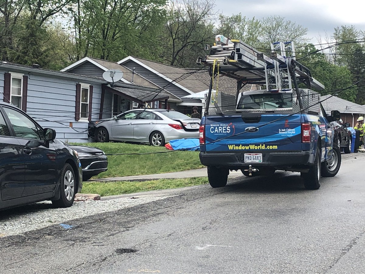 Avoid Sells Lane in Hempfield Twp — car snapped a utility pole in half and hit a house