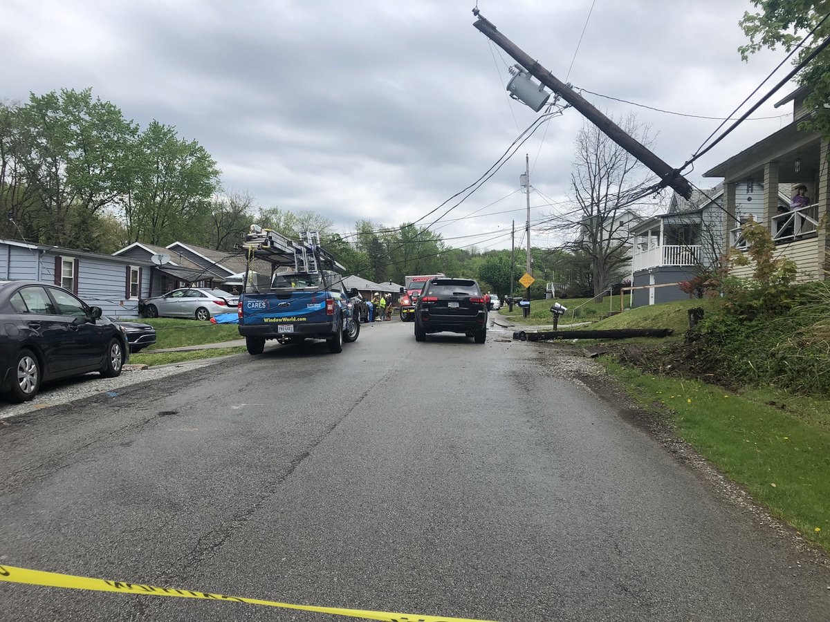 Avoid Sells Lane in Hempfield Twp — car snapped a utility pole in half and hit a house