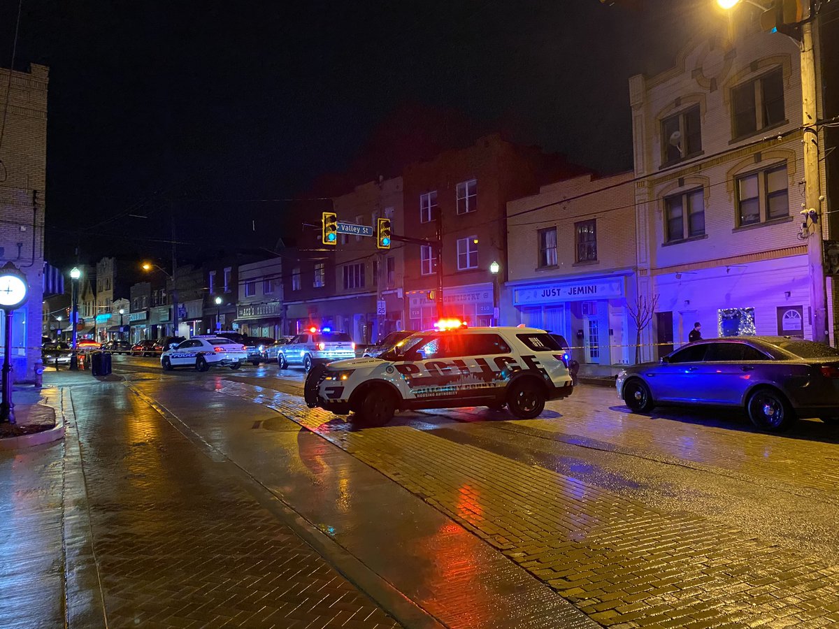 Investigation underway at scene of a shooting in Stowe Township. Witnesses said a fight started inside Aces Tavern and spilled outside. Allegheny County police said a 28-year-old man was shot in the chest and legs and was taken to a hospital in critical condition