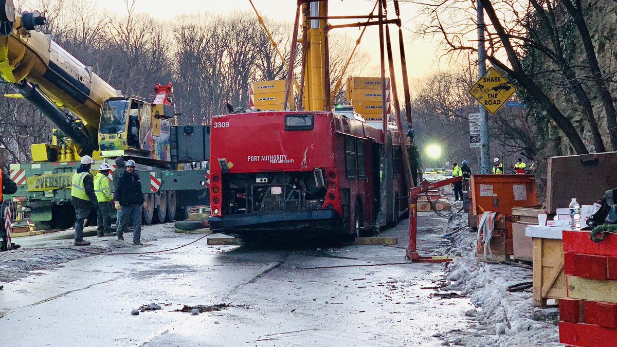 A tremendous job by those who lifted the bus out of the ravine. It was pure precision & safety from start to finish. Not every day one sees a flying bus over Frick Park. What makes it more special is the fact that no one lost their life during the bridge collapse. PGH PROUD