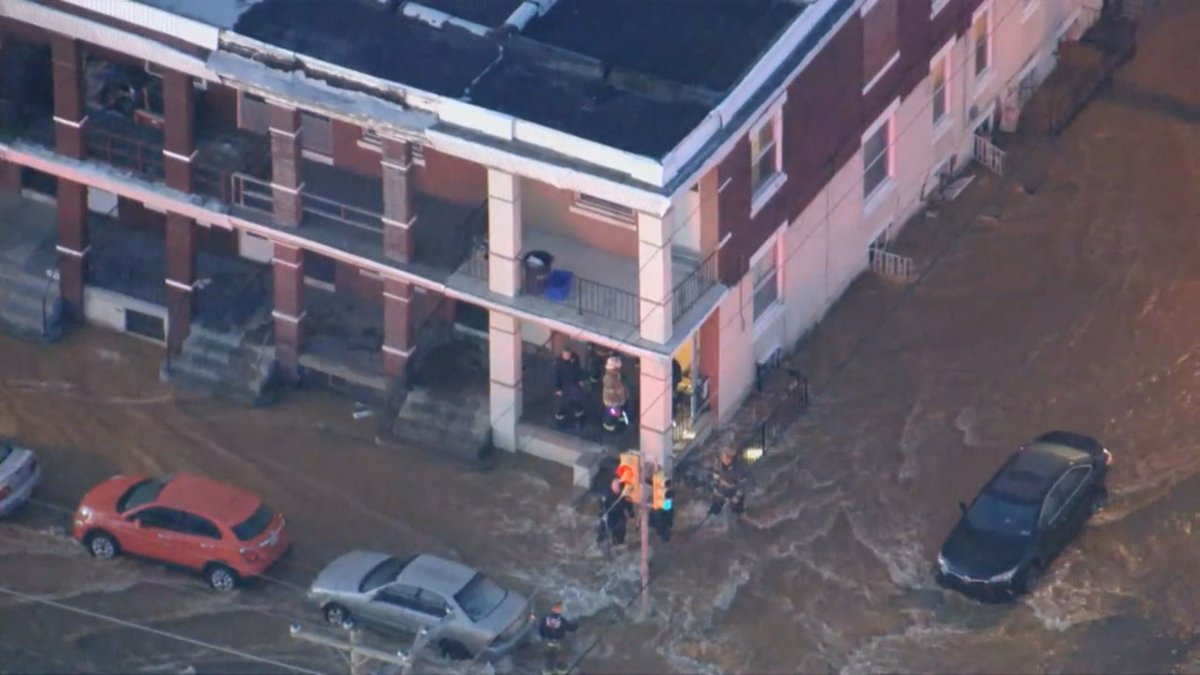 A major water main break in Philadelphia's Kingsessing section Wednesday morning has flooded an intersection and it appears water is seeping into some homes