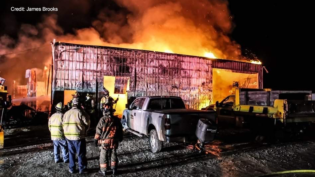 These photos were taken hours ago at a structure fire in Kecksburg. The structure is believed to be a total loss.  