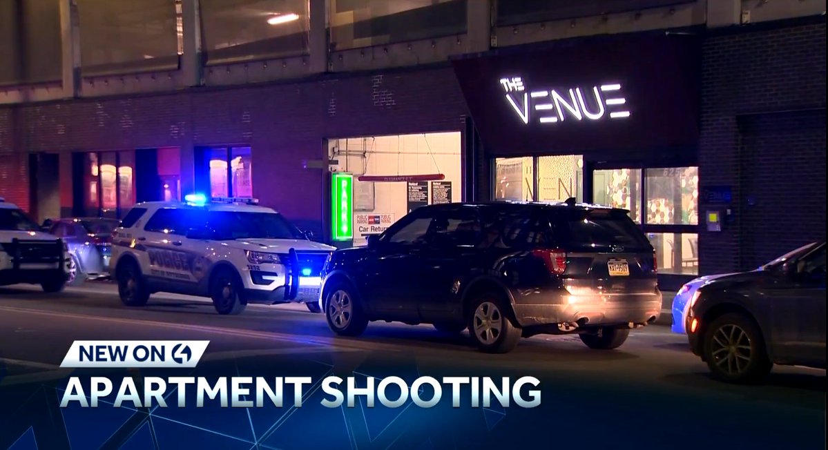 This was the scene last night in Downtown Pittsburgh. Police officers inside The Venue apartments along Stanwix Street responding to a shooting. This morning, we've learned that a man was shot in his legs and rushed to the hospital in critical condition.