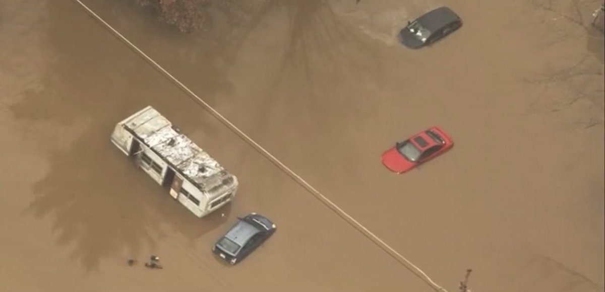 Dozens of homes and cars and properties being destroyed as the Connoquenessing bursts over its banks in Fombell