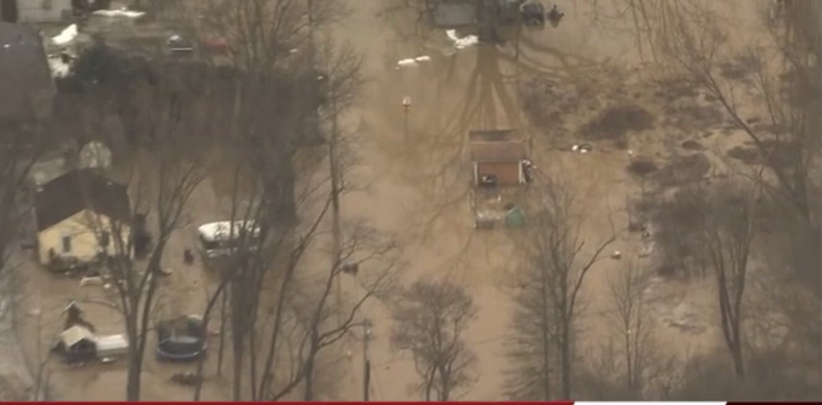 Dozens of homes and cars and properties being destroyed as the Connoquenessing bursts over its banks in Fombell 