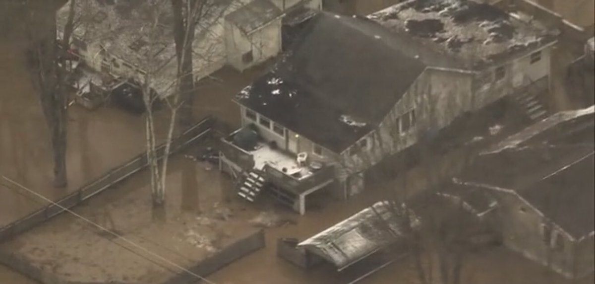 Dozens of homes and cars and properties being destroyed as the Connoquenessing bursts over its banks in Fombell 