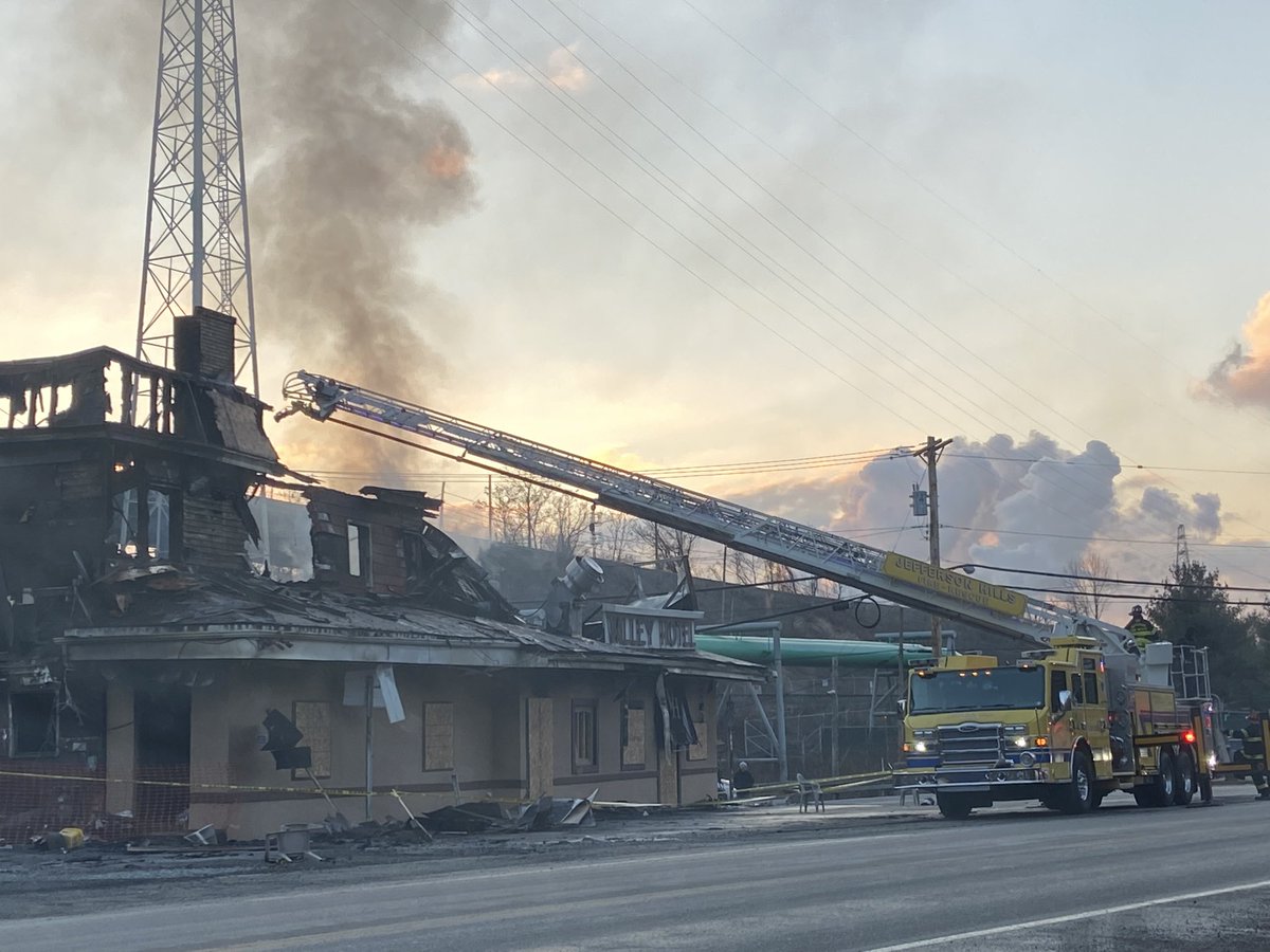 Valley Hotel fire has rekindled. Jefferson Hills FD on scene monitoring the situation