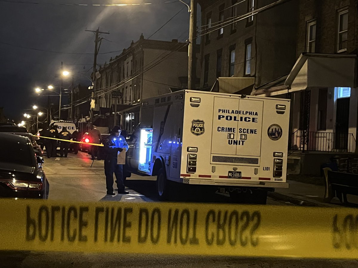 Police on the scene of a shooting in Strawberry Mansion. 1900 block of 32nd  St. One person killed