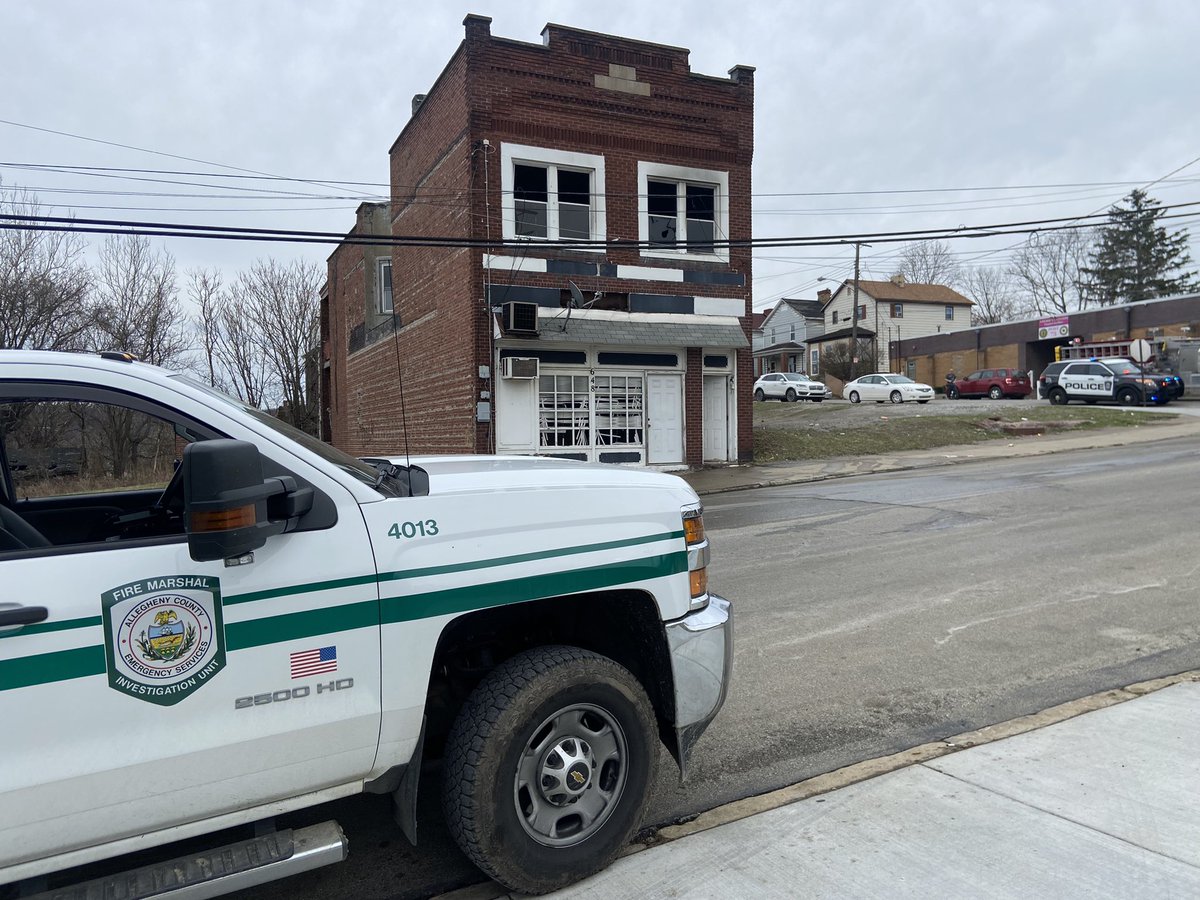 Allegheny Co. Fire Marshal on scene investigating a fire in the 600 block of Miller Ave in Clairton.   Fire Marshal says the building was vacant for an extended period of time. No utilities were connected. No injuries reported.  