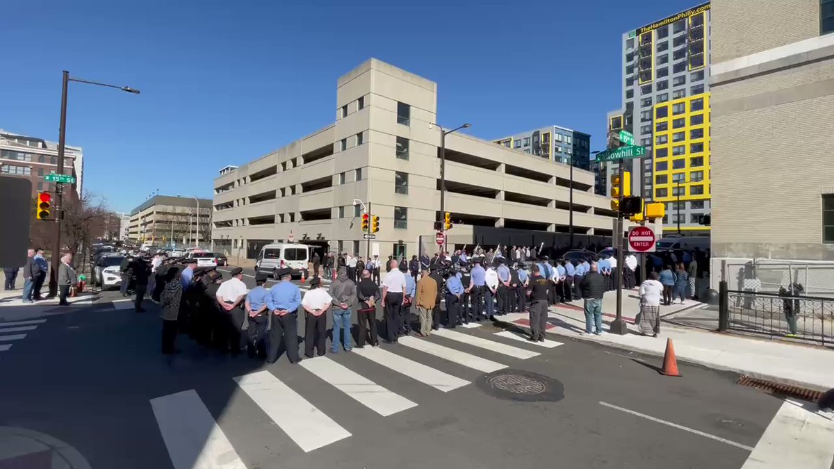 a procession leaving Philly Police headquarters for the two state troopers hit and killed this morning in the I-95 crash.   