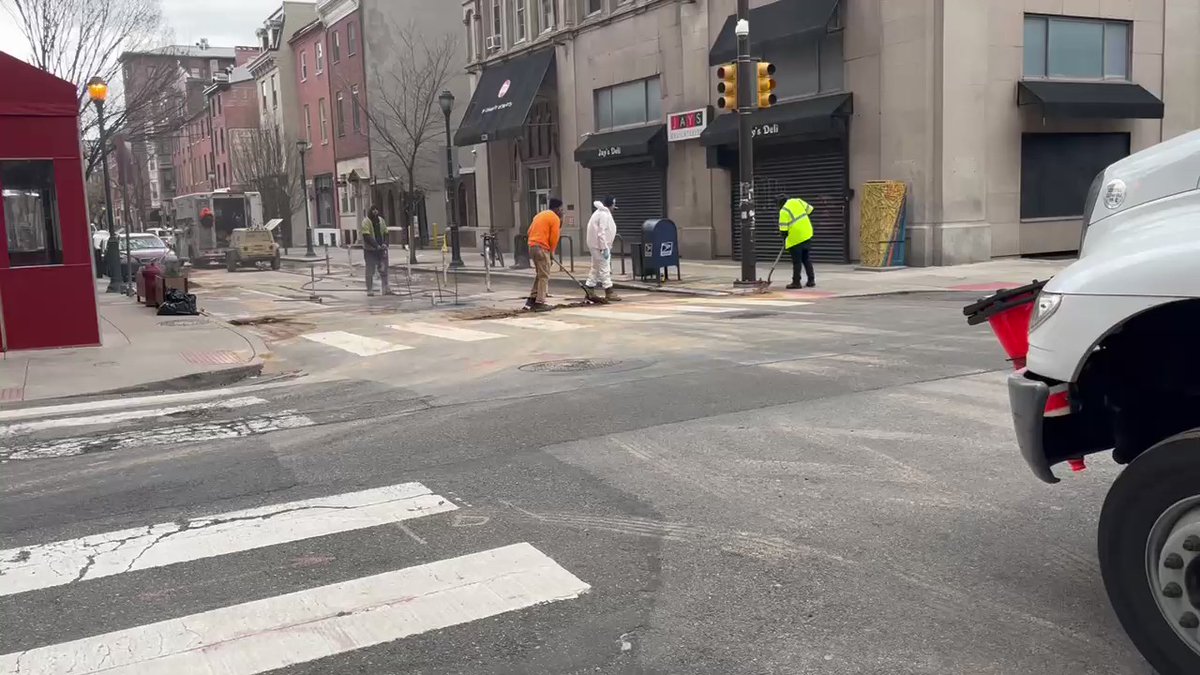 Philadelphia Water Department says they responded to a reported leak in the street around 5:30am at 12th and Spruce Street. Crews shut down a 12-inch water main. Approx 45 properties with o water.