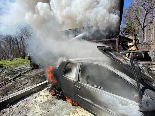 Two people have been flown to the hospital after this fire in Adams County.  : Doug Kahn, Gettysburg FD