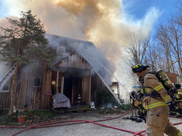 Two people have been flown to the hospital after this fire in Adams County.  : Doug Kahn, Gettysburg FD