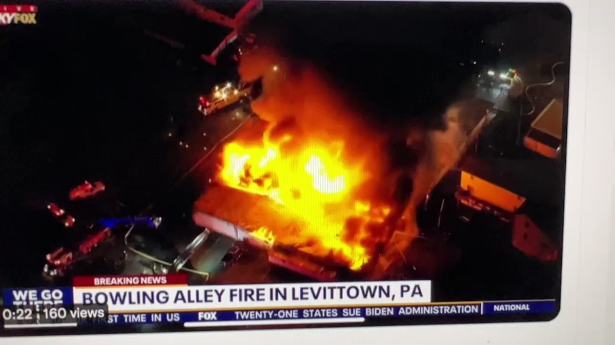 Major Fire at Levittown Lanes Bowling Alley on New Falls Rd in Bucks County.