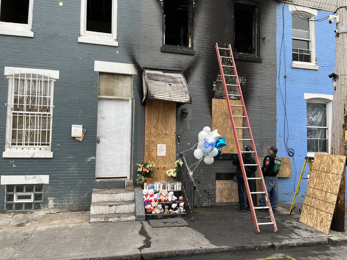 This home on Hartville Street in Kensington is being boarded up this morning. It's where a man and his three children were killed in a fire yesterday morning. The wife/mother was the only one who survived. She is getting treatment at the hospital