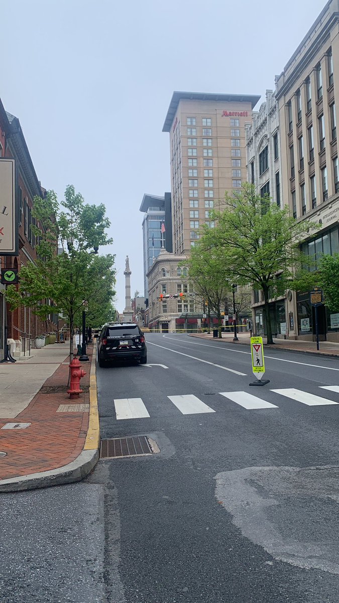 An empty Penn Square as police has confirmed 2 suspicious packages found - state bomb squad is on the scene