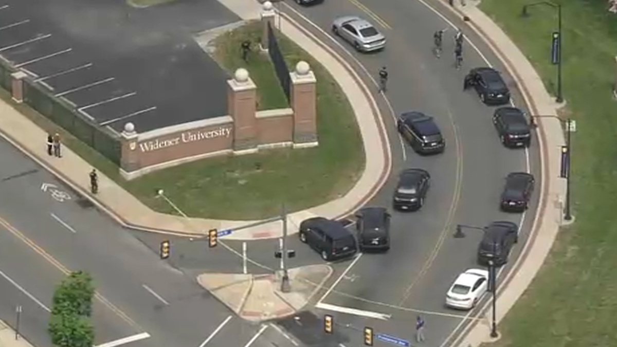 Police said they found a man shot dead on the campus of Widener University Thursday afternoon. The man, who was not a student, was shot several blocks away from the school, police said