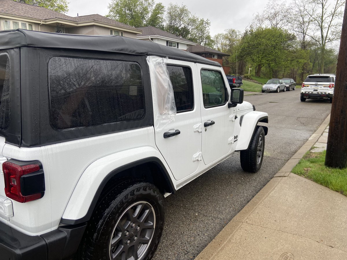 Police confirm a shooting here along Hawthorne Ct in Stanton Heights. They tell a mailman was grazed by a bullet in crossfire—minor injuries. Two vehicles (pictured below) were also hit by bullets.  Neighbors say they heard 5-7 shots. No word on arrests