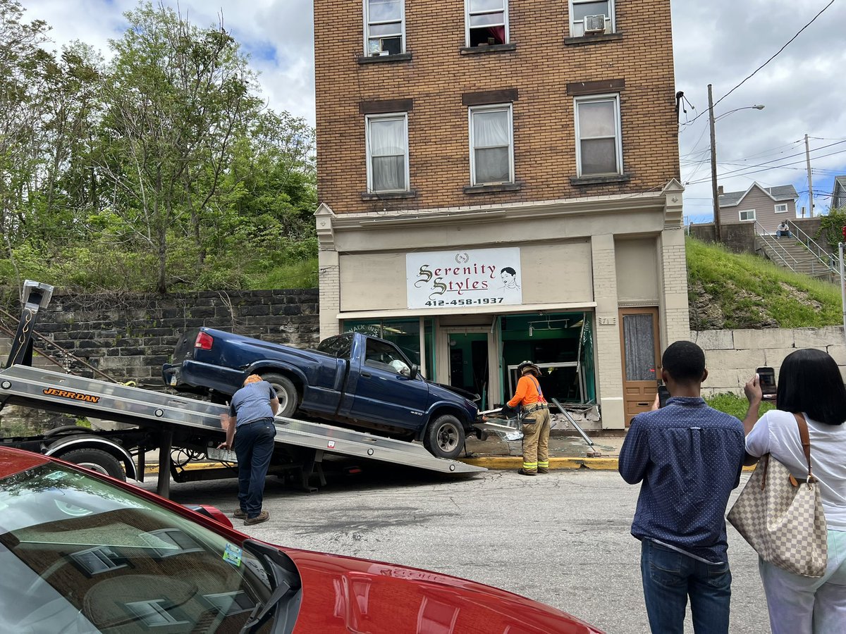 Ruck into a hair salon in McKees Rocks. The owner of the hair salon says one of her customers was standing by the window, and was hit by the truck… She was transported to the hospita