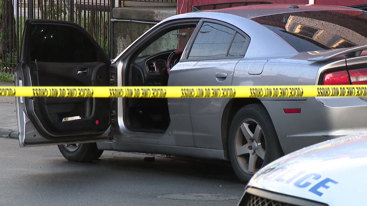 Driver in Dodge Charger shot at point blank range through his driver's window on Cumberland Street just off Broad Street close to Auto Zone store on Broad at Cumberland  