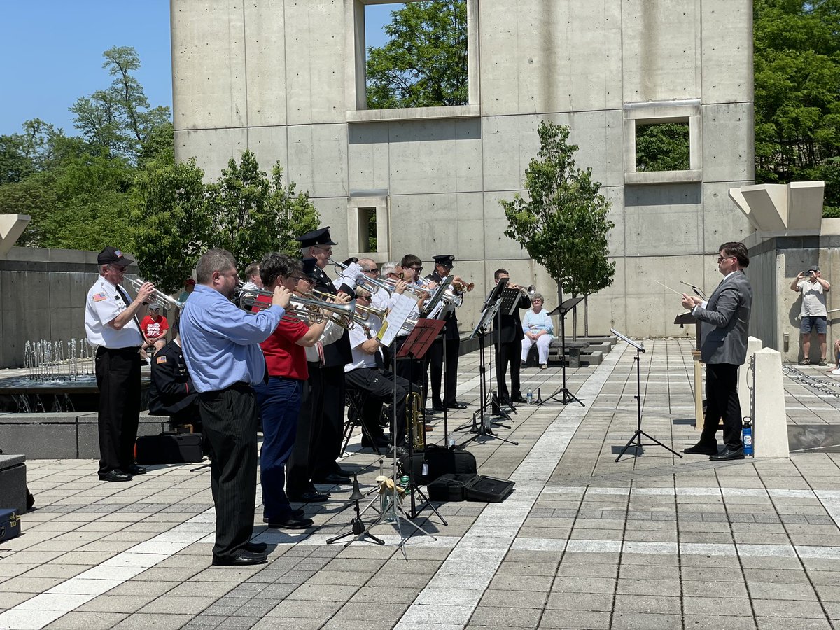 A  crowd came to Indiantown Gap National Cemetery today to hear the Echo Taps ceremony performed on Armed Forces Day. buglers' performance, there was a trumpet ensemble at the Pennsylvania Veterans' Memorial. 