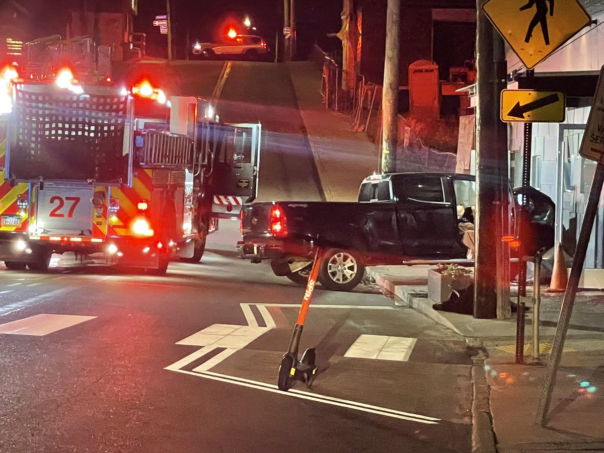 Truck into restaurant near Oneida and Grandview Avenue in Mt. Washington. A police officer said the call came in around 4:08 a.m. and that the car was empty when they arrived.