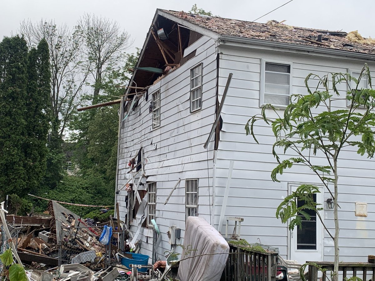 The former Pottstown mayor's house, next door to the blast.   She happened to be out and not home when her neighbor's house exploded just past  8pm