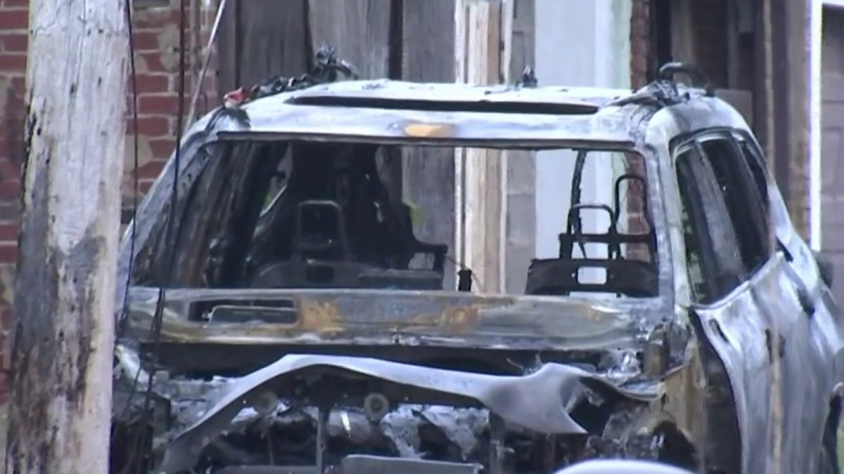 Police found the officer's burning SUV in West Philly later on Friday morning