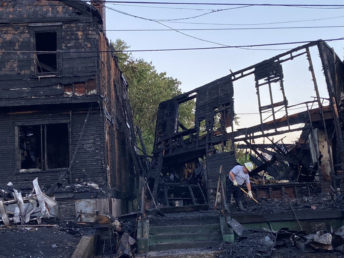 New photos of the damage caused by an overnight fire along Soles Street in McKeesport. 4 homes and one car were damaged.