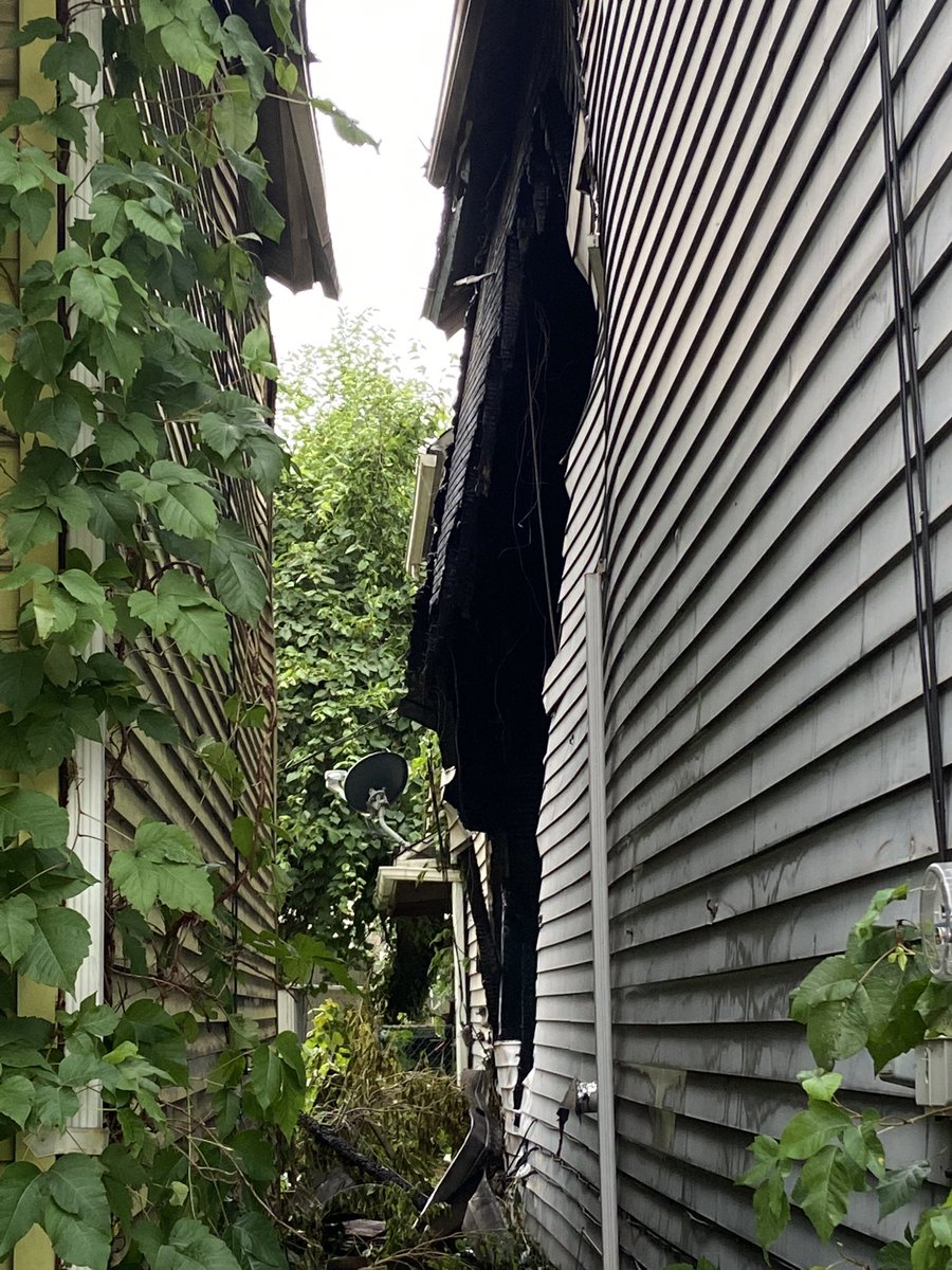 Aftermath of a massive house fire on Walnut St in Natrona Heights Monday night. The flames spread to the home next door and caused a wall of the first home to buckle. The chief estimates at least one home is a total loss 