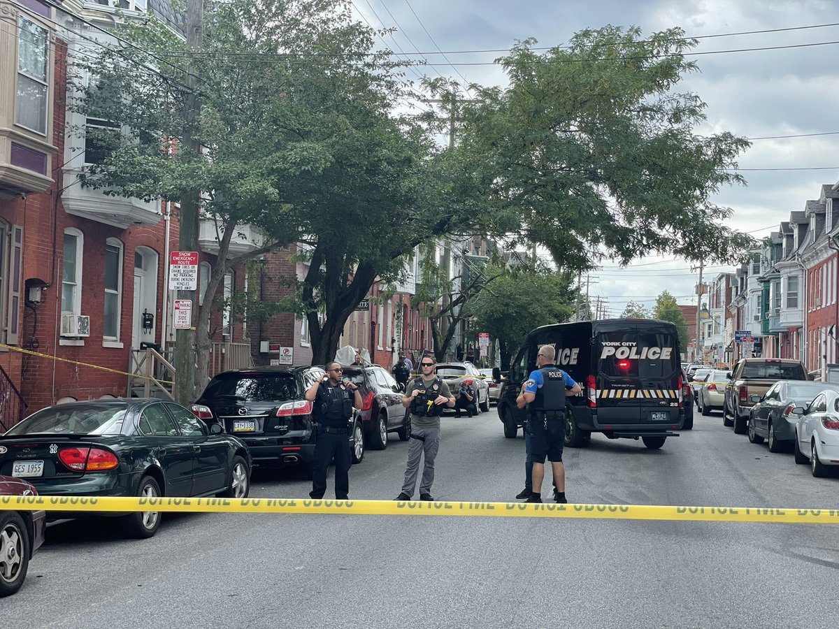 Scene of a shooting on W Philadelphia St in York City. Police have the road taped off. Loved ones have collected on the street, crying.  Details still unfolding