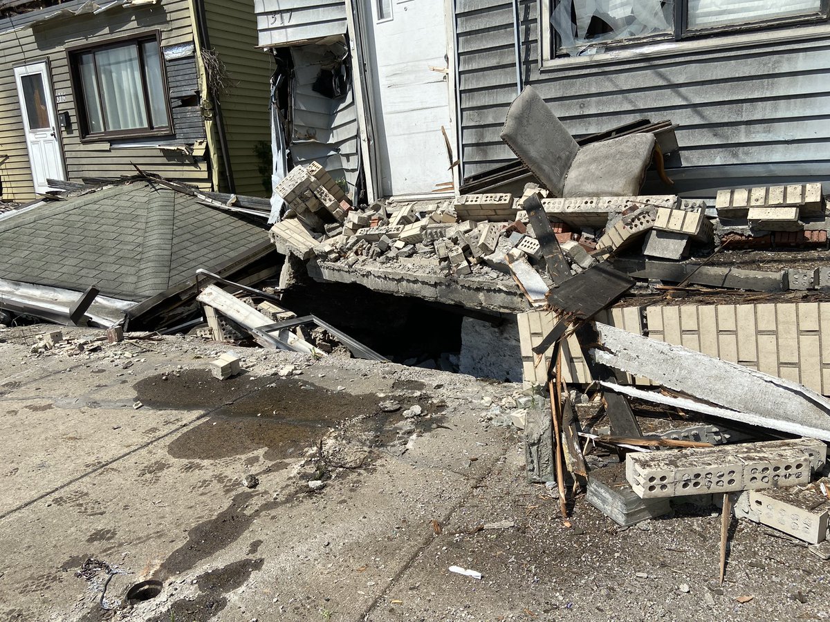 Crews have uprighted the garbage truck that flipped over and crashed into three houses in Wilmerding. The Wilmerding Fire Marshal tells me the driver of the truck has died. He says 2 of the homes were vacant. 2 people live in the 3rd. All 3 houses are now condemned