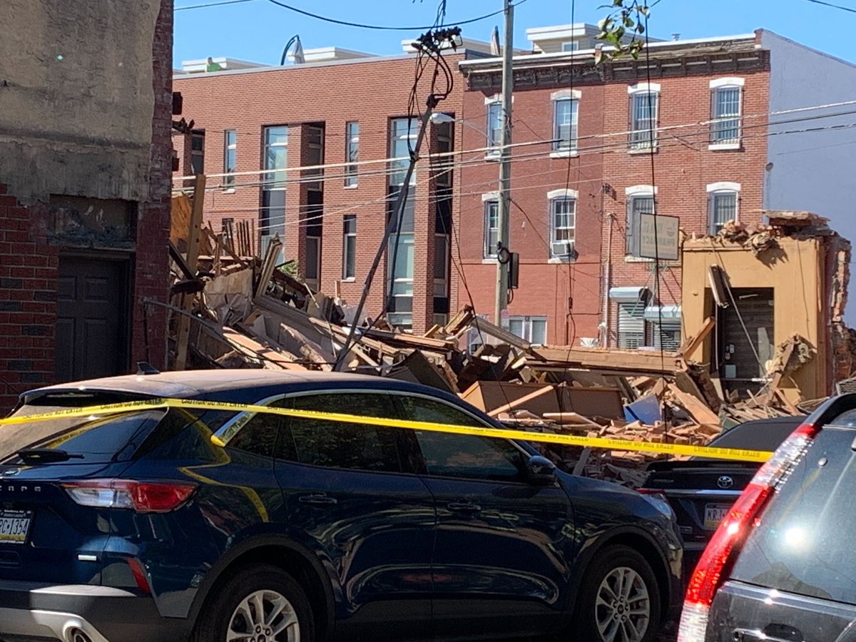 Rescue operation underway after a building collapse on the 2300 block of E York Rd in Fishtown. Collapse at Key Pizza was next door to a property under construction 