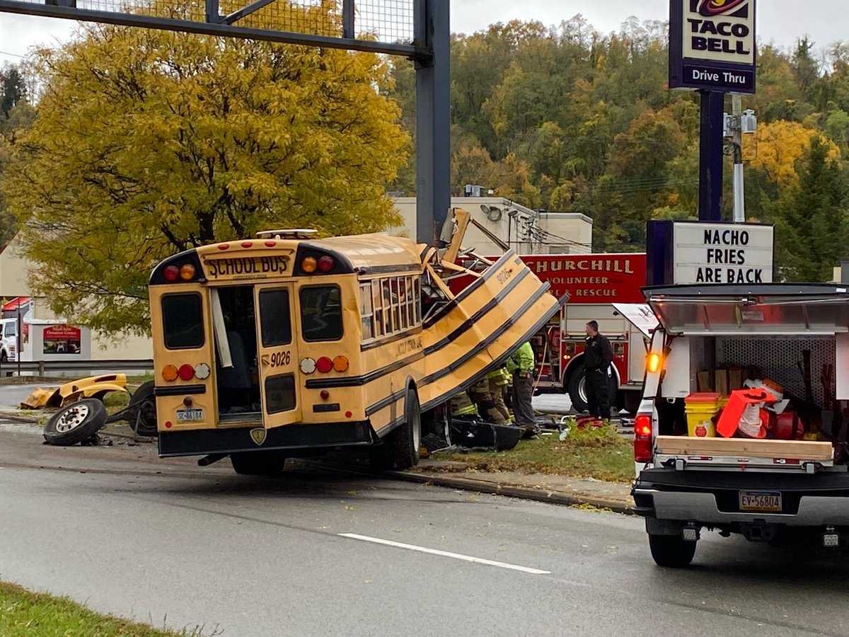 School bus crashes into pole in Forest Hills