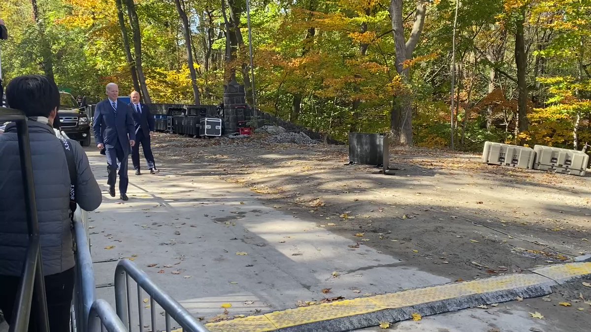 President Joe Biden arrives to the Fern Hollow Bridge site