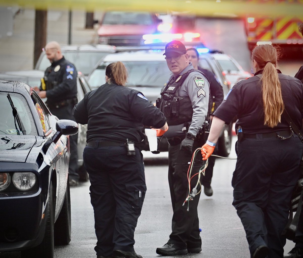 Emergency units are on the scene of a reported shooting in the 200 block of North Second Street in Columbia Borough