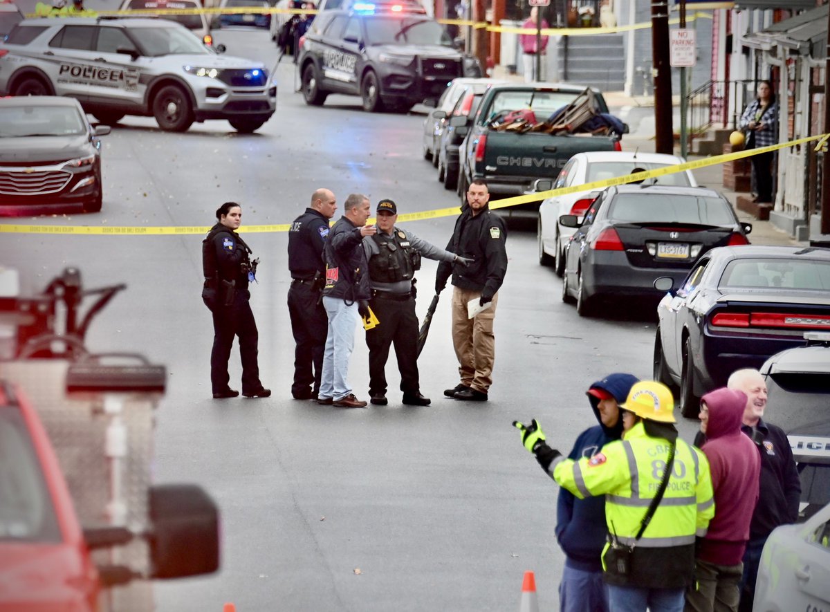 Emergency units are on the scene of a reported shooting in the 200 block of North Second Street in Columbia Borough